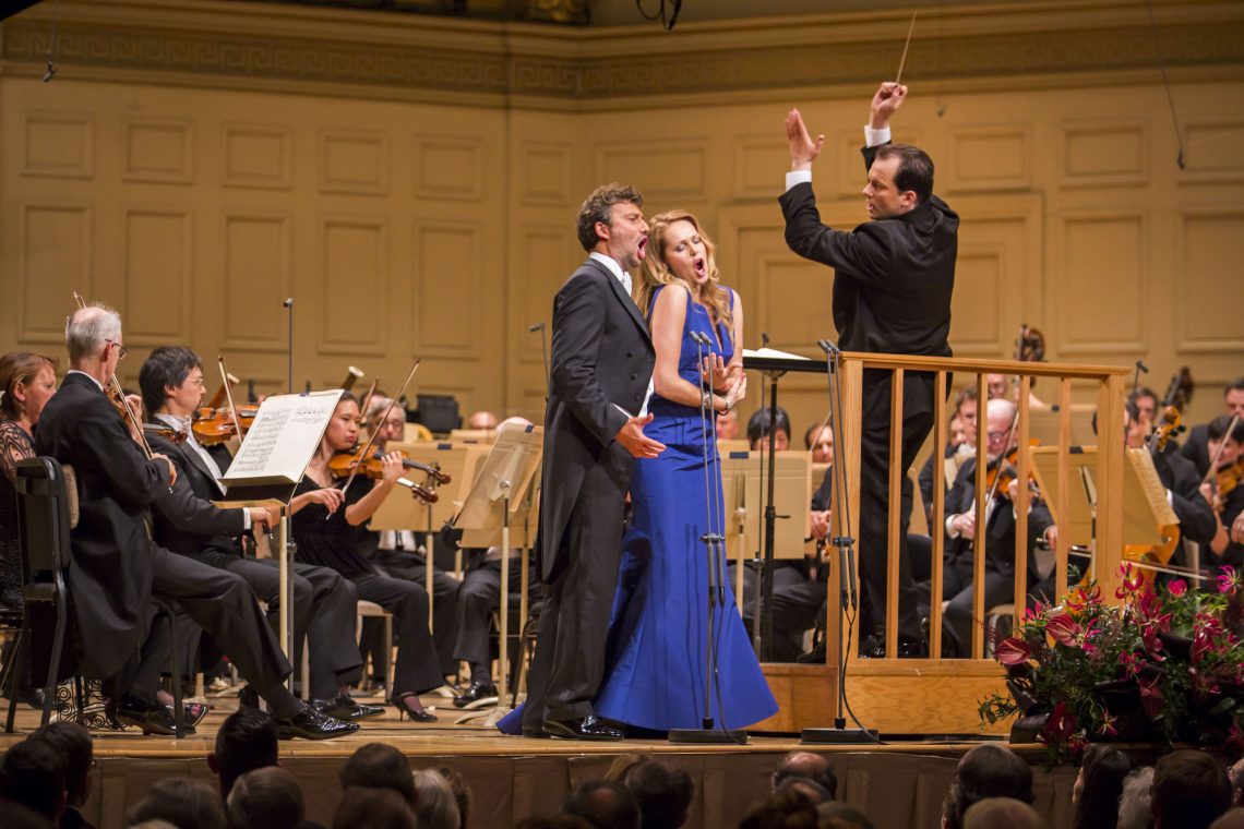 Andris Nelson conducts the Boston Symphony Orchestra in his ingural concert as music Director, 9/27/14. Photo by Chris Lee